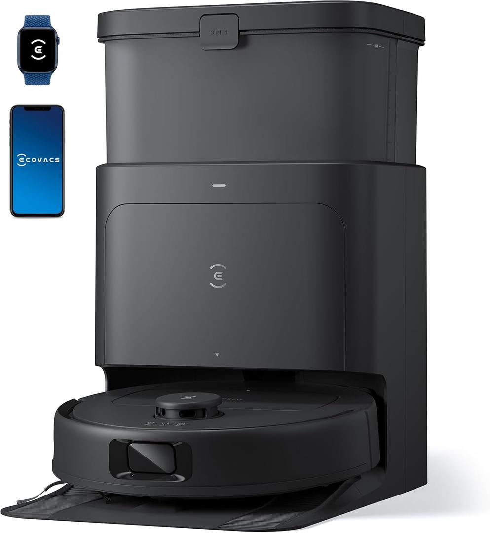 ECOVACS DEEBOT N30 PRO OMNI Robot Vacuum and Mop, 10000Pa Suction, TruEdge Adaptive Edge Mopping, ZeroTangle 2.0 Technology,140 Hot Water Mop Washing, Hot Air-Drying, Self-Emptying, Auto-lift Mopping