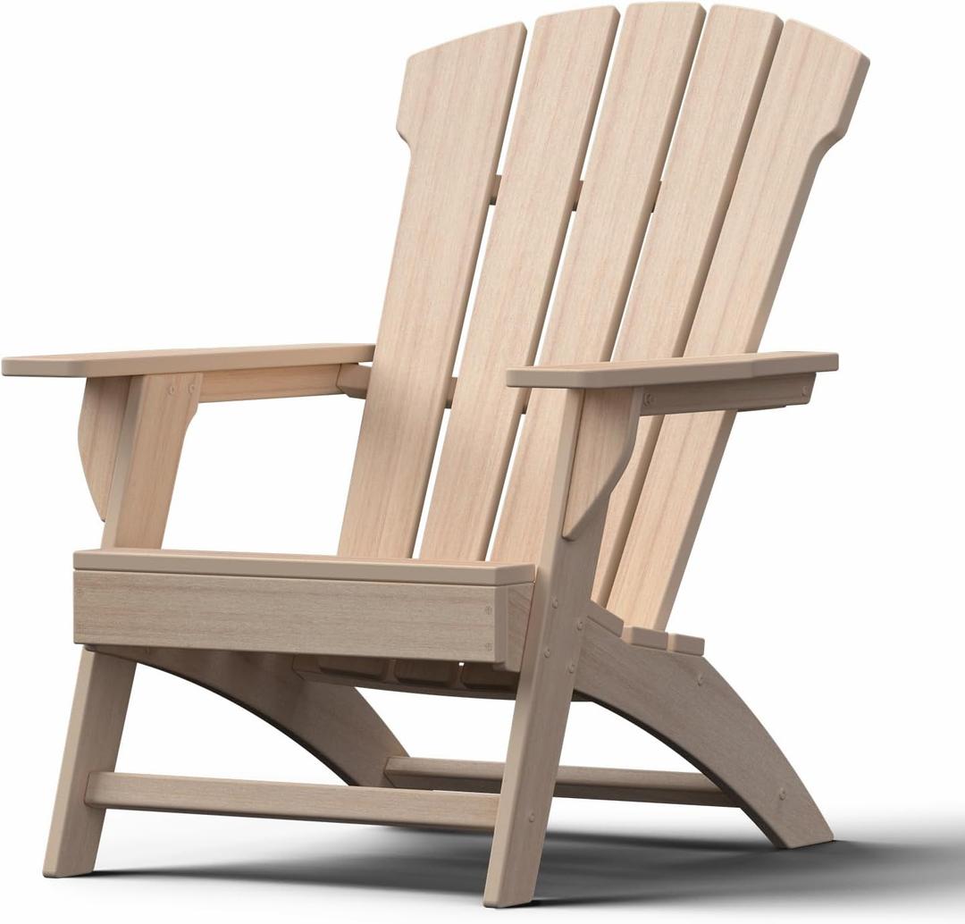 Adirondack Chair, 110Ergonomics Plastic Extra Tall Adirondack Chairs, HDPE All-Weather Plastic Patio Outdoor Chair, High Foamed Polyethylene Fire Pit Chair(Natural) (Shell)