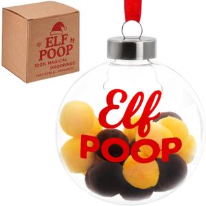 2 x Funny Christmas Ornament 2025  Silly ELF Poop Ornament for Christmas Tree, Hilarious Novelty Christmas Ornaments, Shatterproof White Elephant Gifts for Adults, Coworker Gag Gift Decor (Yellow & Brown)