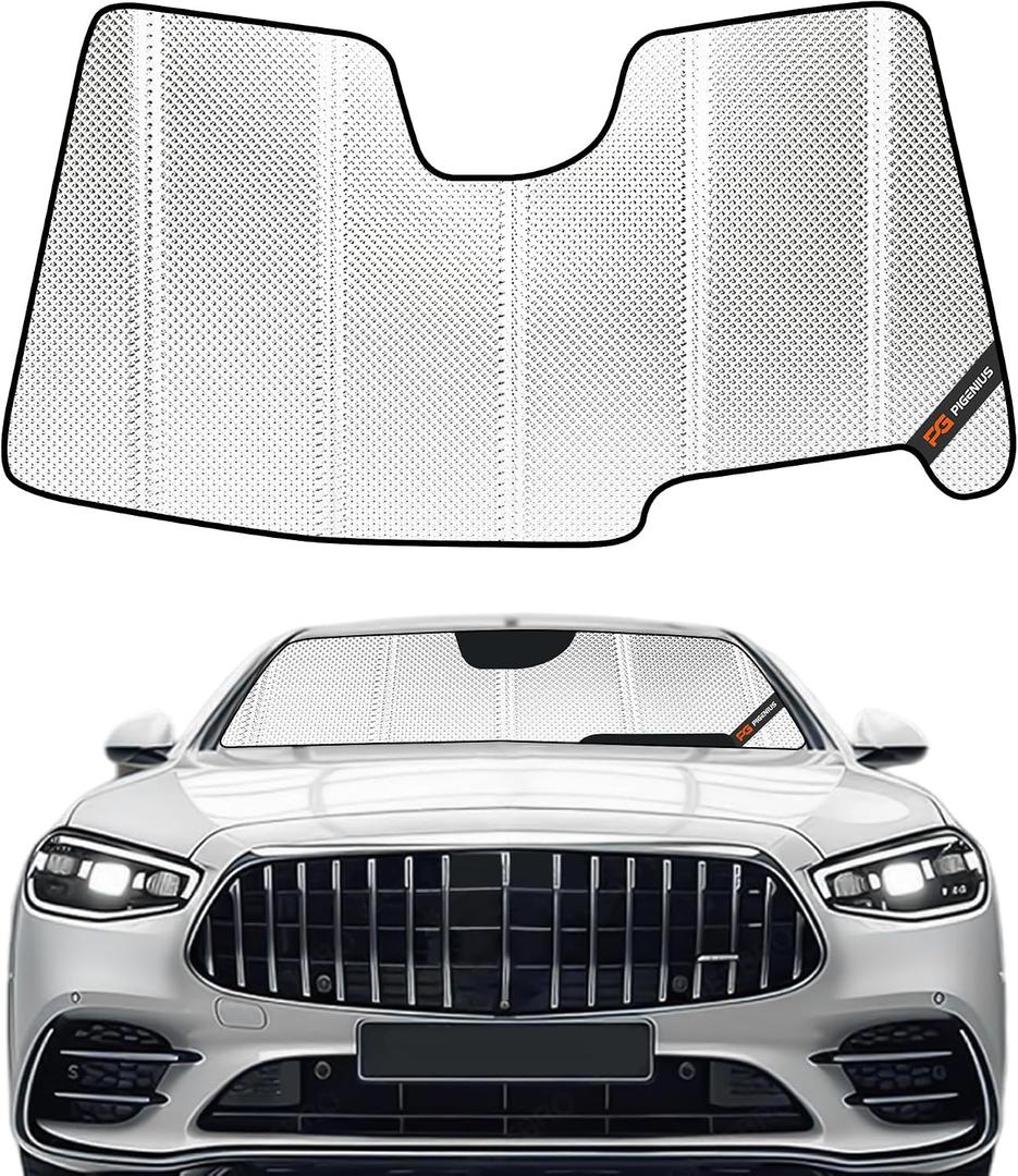 Pigenius Windshield Sun Shade for Mercedes-Benz S-Class 2021-2025, Reflective Aluminum Film Front Window Sunshade-B