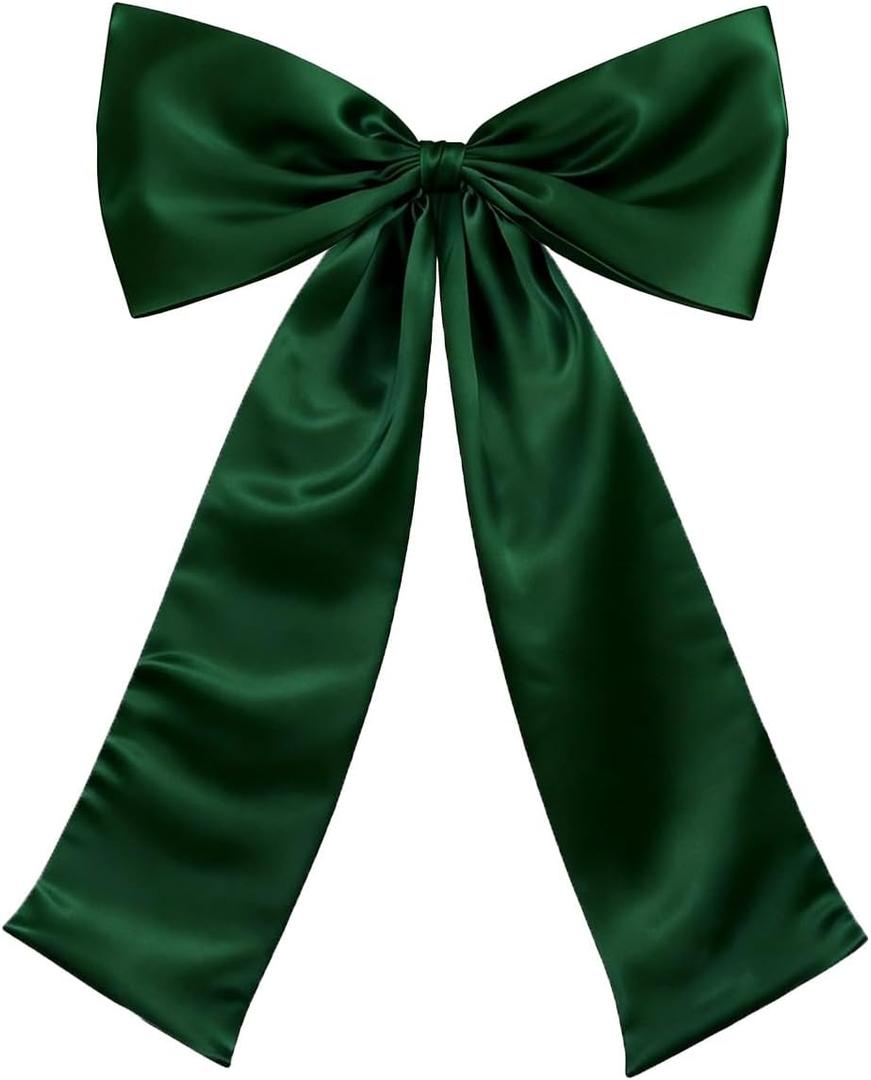 Big Bow Decorations 41 x 26 Inch Giant Satin Ribbon Bows for Birthday Party Backdrop Wall Room Decorative Coquette Bow Wedding Bridal Bachelorette Decor Supplies (Hunter Green)