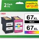 LEMERO UTRUST Remanufactured 67XL Ink Cartridge Replacement for HP DeskJet 2700 2755e 2700e 4155e 4155 Envy 6000 6055e 6400 6455e, Black, Tri-color, 2-Pack