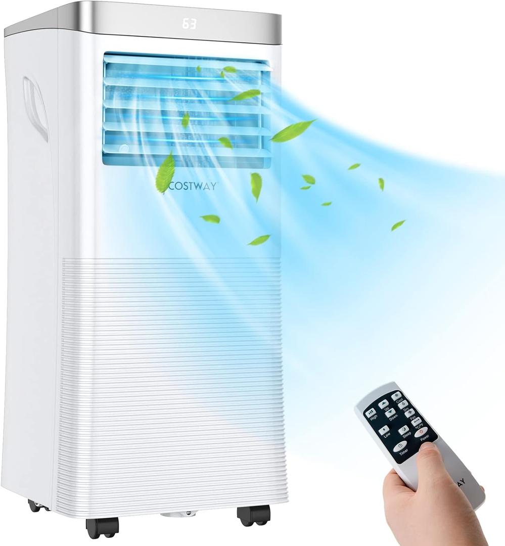 Portable Air Conditioner, 10000 BTU Air Cooler with Fan & Dehumidifier Mode for Rooms up to 350 Sq.Ft, Quiet AC Unit with Sleep Mode, 2 Fan Speeds, 24H Timer(10000BTU)
