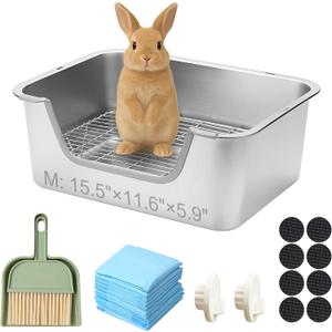 Sorstrem Stainless Steel Sifting Litter Box for Rabbit (M)