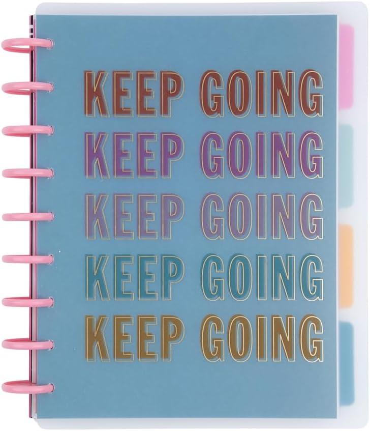 Happy Planner Undated Plans + Notes Monthly Planner Notebook Journal, 4-Month Planner, Good Going Theme, Classic Size, 95 Pages, 4 Dividers, 12 Planner Sticker Sheets, 7" x 9 3/4"