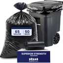 Plasticplace 65 Gallon Trash Bags 1.5 Mil Black Heavy Duty Garbage Can Liners 50 x 48 (50 Count)