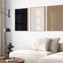 Abstract Modern Wall Decor Art Set of 3 Boho Neutral Canvas Wall Art Beige Minimalist Line Wall Art Decor Brown Black Art Modern Abstract Prints Pictures for Living Room Bedroom 16x24 Inch Unframed