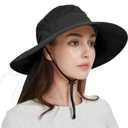 Fishing Hat Breathable Wide Brim Sun Hats with Neck Flap Bucket Hat Outdoor Safari Hat for Men Women UPF 50+ Sun Protection (Black)