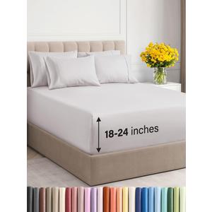Extra Deep Queen Sheet Set - 6 Piece Breathable and Cooling Sheets - Hotel Luxury Bed Sheets Set - Easy Fit - Soft, Wrinkle Free and Comfy Sheets Set - French Grey Sheet Set with Extra Deep Pockets