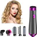 5 in 1 Hair Blower Brush Hairdryer-Detachable and Interchangeable Hot Tools Blow Dryer Brush, Negative Ion Technology Heated Curling Brush for Straightening, Curling, Dry Combing (Star Gray)