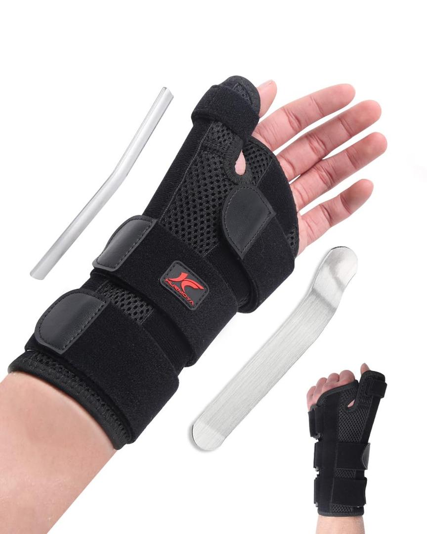 Hurmoya Wrist Brace Thumb Spica Splint Support for Carpal Tunnel, De Quervain's Tenosynovitis, Tendonitis Pain Arthritis Trigger for Man and Women (Large - Left Hand)