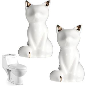 2 Pcs Toilet Bolt Caps Cat Shape Toilet Screw Cover Caps Cute White Toilet Bolt Covers Decorative for Easy installation Replacement Parts Decorative Bathroom Accessory