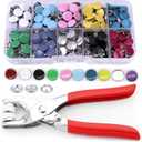 Snaps for Fabric, MIFOLEU 100 Sets Metal Snaps Buttons with Fastener Pliers Press Tool Kit, Solid Prong Ring Snap Button Fasteners Kit, Perfect for DIY Crafts Clothes Hats and Sewing(9.5mm / 400 PCS)
