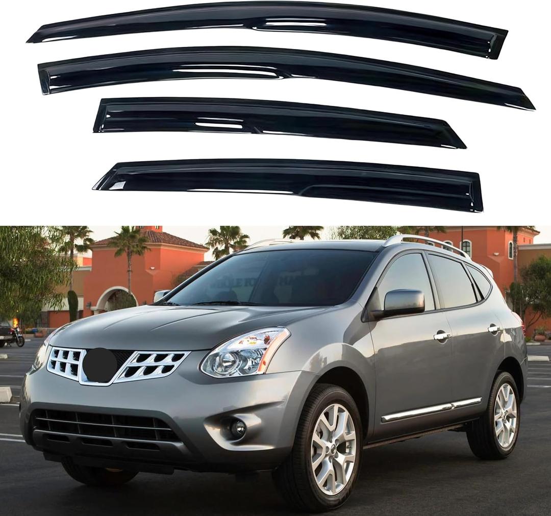 IG Window Visor for Nissan Rogue 2009-2013 & Rogue Select 2014-2015, Rain Guard Tape-On Side Vent Window Deflector Mugen Style, 2009 2010 2011 2012 2013 2014 2015 (SL Model 14-15 Only)