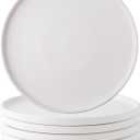 AmorArc Ceramic Dinner Salad Plates Set of 6, 8.5 Inch Reactive Matte Glaze Dish Set, Dessert,Salad, Appetizer, Small Dinner Plate,Microwave, Dishwasher Safe, Scratch Resistant-Matte White