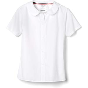 French Toast Girl's Short Sleeve Peter Pan Collar Blouse (Standard and Plus) (7, White)