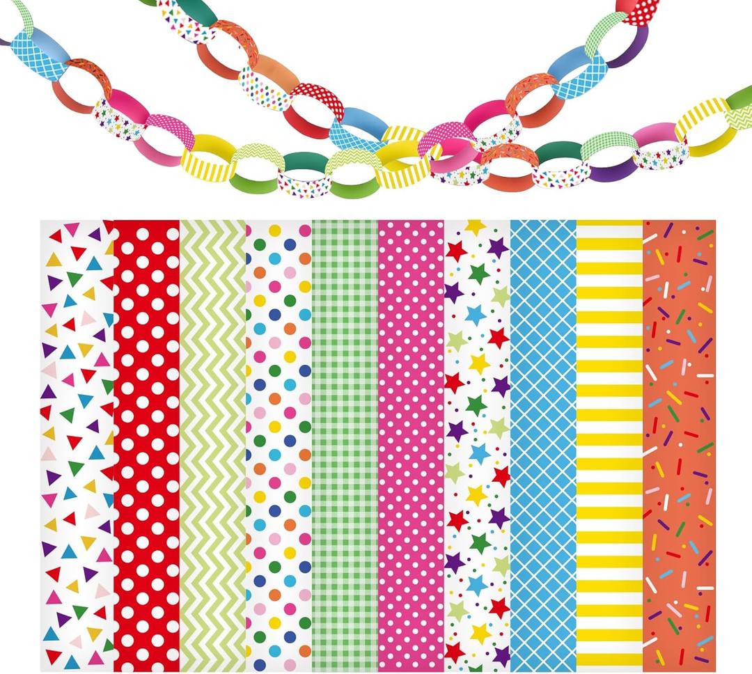 Morcheiong 600Pcs Paper Chains Happy Birthday Craft Paper Strips for Classroom Home Party Decoration Supplies
