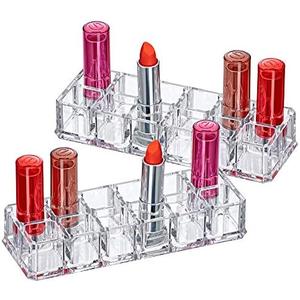 Amazing Abby - Charm - 1-Pack 12-Slot Acrylic Lipstick Organizer, Lipstick Holder, Lip Gloss Holder, Cosmetic Storage Display, Perfect Storage Solution for Drawer and Vanity (Slot Size: 0.9" x 0.9")