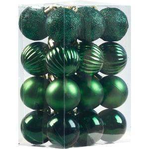 Emopeak 24Pcs Christmas Balls Ornaments for Xmas Christmas Tree - 4 Style Shatterproof Christmas Tree Decorations Hanging Ball for Holiday Wedding Party Decoration Dark Green (1.3"/3.2CM)