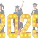 LANGXUN 3ft White 2025 Numbers for Graduation Decorations, Large LED Marquee Light Up Letters for Graduation Decor, Class of 2025 School Grad Party Supplies Indoor/Outdoor Décor