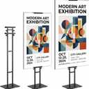 Poster Stand, Adjustable Height Up to 75", Double-Sided Heavy Duty Pedestal Sign Holder, Floor Standing Sign Holder Banner Stand with Shock-absorbing Base for Display, for Board and Foam, Black