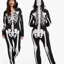 Tipsy Elves Halloween Skeleton Costume for Women - Comfy Easy Adult Onesie Jumpsuit - Front and Back Print with Zip Up Mask, Large 