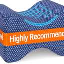 BlissTrends Memory Foam Knee Pillow, Knee Pillow for Side Sleepers, Leg Pillows for Sleeping Blood Circulation, Elevation Pillow for Spine Aligning, Sciatica, Back, Hip, Knee, Ankle Pain, Blue, L