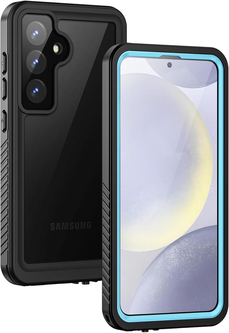 Lanhiem for Samsung Galaxy S24 Phone Case, IP68 Waterproof Dustproof, Built-in Screen Protector, Rugged Full Body Shockproof Protective Cover for Galaxy S24 5G 6.2 Inch, Light Blue