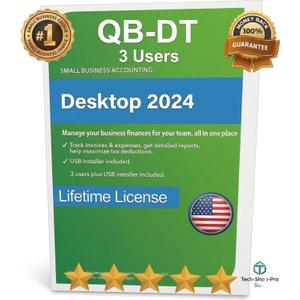 QB-DT Desktop Pro "Plus" 2024 | 3 User's | LIFETIME Version | USB | Amazon Secure Prime Delivery - Only PC, Not for Mac 