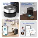 Automatic Cat Feeder 3.5L/15 Cup 2.4G WiFi Pet Feeder for Dog Work with Alexa & Echo Timed Cat Food Dispenser for Remote Feeding with Stainless Steel Bowl up to 10 Meals Per Day with APP (Black)