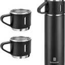Stainless Steel Thermo 500ml/16.9oz Vacuum Insulated Bottle with Cup for Coffee Hot drink and Cold drink water flask.(Black,Set)
