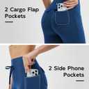 baleaf Workout Leggings for Women with Pockets Drawstring Tummy Control Scrunch Butt 7/8 Ankle Petite Yoga Pants Running (Blue, L)