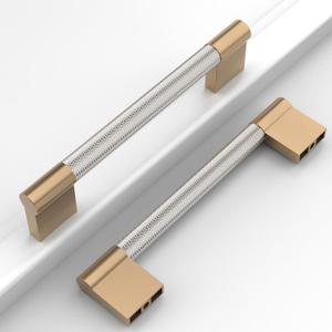 10 Pack 5"(128mm) Brushed Satin Nickel and Champagne Bronze Cabinet Pulls Knurled Kitchen Cabinet Handles Drawer Pulls Cupboard Hardware for Cabinets