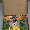 Interchangeable Welcome Sign for Front Door with 4 Seasonal Wreaths and 21 Changeable Icons, Farmhouse Rustic Outdoor Welcome Signs Porch, Holiday Spring Summer Winter Fall Decorations for Home Gifts