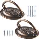 2.5 Inch Center Vintage Oval Drop Swing Handles 2 Pack Antique Brass Bail Drawer Pulls Zinc Alloy Decorative Cabinet Knob Hardware for Dresser, Cupboard, Wardrobe & Kitchen