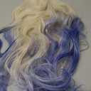 IMISSU 26'' Long Natural Hair Cosplay Wig with Bangs Colorful Halloween Costume Party Wigs for Women (White Blue)