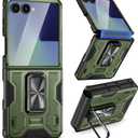 VEGO Case for Samsung Galaxy Z Flip 7 with Built-in Screen Protector & Hinge Protection[Anti-Scratch][360Rotating Stand] Full Body Drop Proof Protective Phone Case for Galaxy Flip 7(Not for FE)-Green