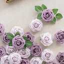 Ling's moment Artificial Flowers 50Pcs Dusty Violet Roses Decor w/Stems,3" DIY Foam Floral for Wedding Bouquet/Centerpieces, Outdoors Party Backdrop, Room/Table, and Garden/Pot Decorations - Pack of 2