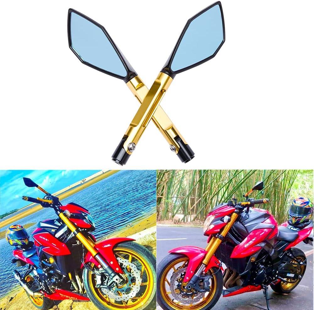 JMTBNO Universal M8 M10 Motorcycle Rear View Mirrors Handle bar End Side Mirror Compatible with Honda Scooter Suzuki Yamaha, Kawasaki Victory(Gold)