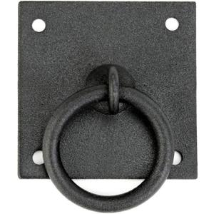 Renovators Supply Manufacturing Cabinet Pulls 2.26 in. Black Wrought Iron Ring Drawer Pulls with Mounting Hardware (Pack of 1)