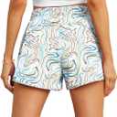 PrinStory Women's Running Shorts Summer High Waisted Quick Dry Athletic Work Out Gym Zipper Pocket Shorts with Liner (S)