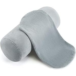 Newwiee 2 Pcs Cervical Neck Roll Pillow Cover with Zipper Round Pillowcovers Neck Roll Pillowcase Cylinder Soft Bolster Pillowcases for Cylindrical Cushion, Pillow Case Only(16 x 6 Inch,Gray)