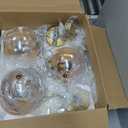 Amber Glass Pendant Lights Kitchen Island Gold Hanging Light Fixture Glass Globe Pendant Light Modern Pendant Lighting for Kitchen Island Bedroom Dining Room (7.87", 3 Pack)