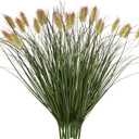 Ttranewsoo Artificial Grass, Fake Grass, Artificial Shrubs, Wheatgrass Cattails Fake Grass Decorations, Artificial Plants, Ornamental Grass, Outdoor Fake Grass, Green Leafy Decorations (12PCS)