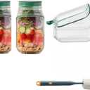 2026 New Salad Jar with Side Opening Leakproof Mason Jar Salad Container with Side Opening Dishwasher Safe Salad Container for Lunch On the Go Salad Jar for On-the-Go Meals (Green version, 2PC)