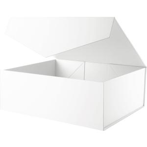BLK&WH Extra Large Gift Box with Lid 19.2x15.8x7 Inches, White Gift Box Closure Lid for Clothes and Large Gifts (Matte White)