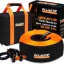 ALL-TOP Extreme Duty Tow Strap Recovery Kit: 4inch x 30ft (46,500lbs) 100% Nylon and 22% Elongation Snatch Strap + 3/4 Heavy Duty D Ring Shackles (2pcs) + Storage Bag