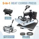 Heat Press Machine 12x15 Inch, 360 Swing Away 5 in 1 Heat Transfer Machine, Multifunctional Heat Transfer Press Machine with 30OZ Tumbler Attachment for Hat/Plate/T-Shirt/Mug, Blue