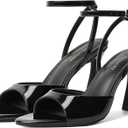 Susanny High Heels for Women Pointed Open Toe Strappy Chunky Block Heels Ankle Strap Stiletto Kitten Heeled Sandals Wedding Bridal Party Prom Sexy Dress Shoes (Black, 7)