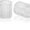 1 Pack Corrugated Clear Glass Lamp Shades with 1-5/8 inch Fitter,Wave Cylinder Glass Shade Covers Replacement Globe for Pendant Light fixtures Vanity Lights Wall Sconces Chandelier